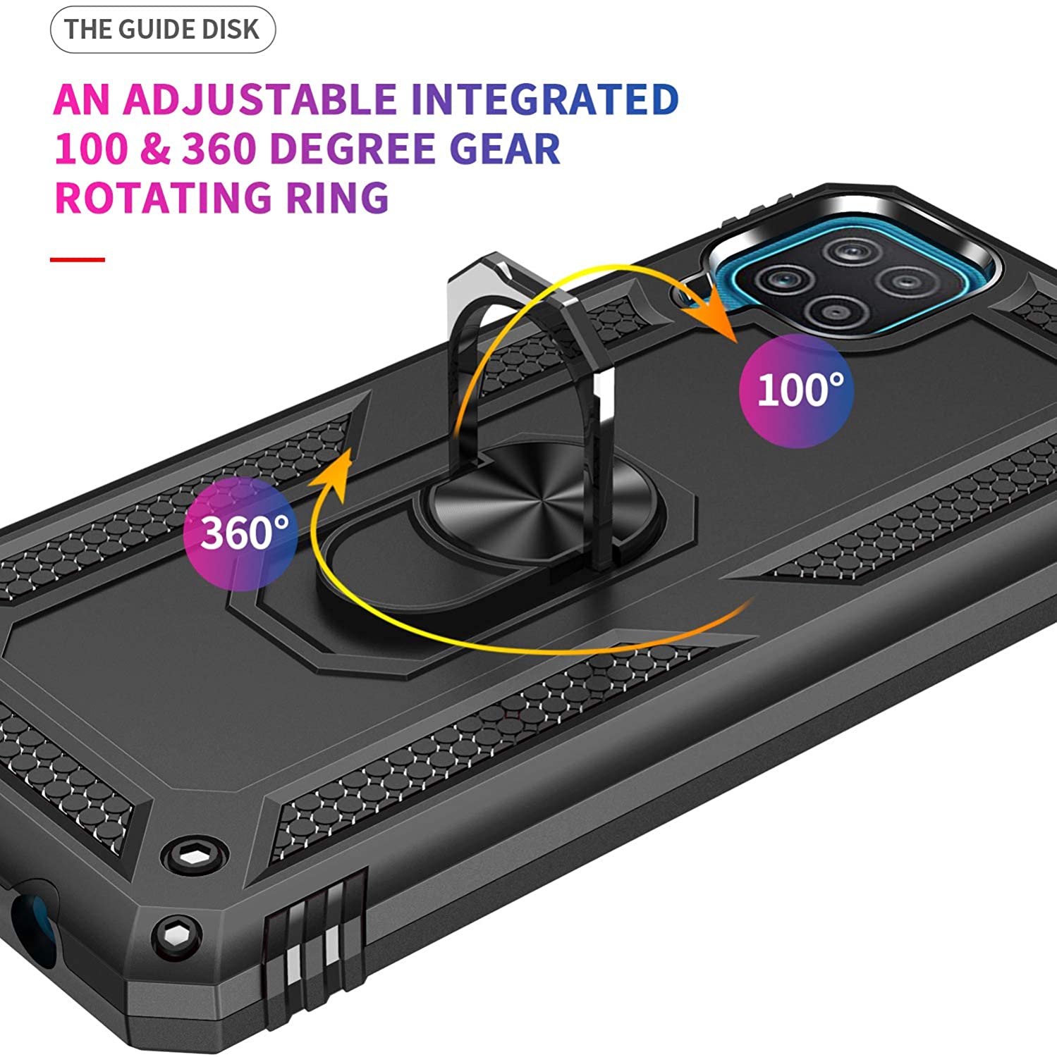 Protectores para celular  para Samsung  A12 / M12 Funda reforzada con anillo v2 Negro